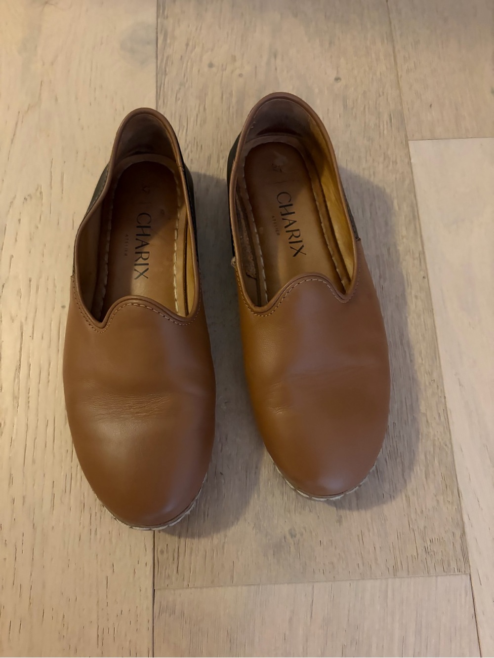 Charix Women’s Camel and Black Slip-On Loafers